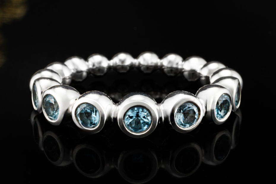 Wempe by Kim Ring Blu Candy mit Aquamarin Beaded Design in Weißgold 750 