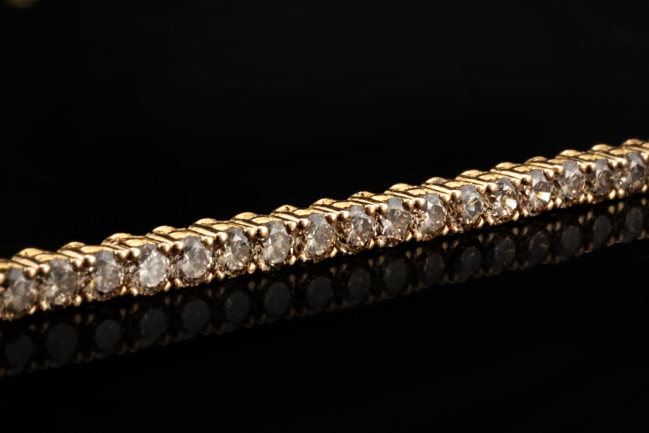 Elegantes Tennisarmband Armband mit Cognac Diamanten in 750er Roségold 