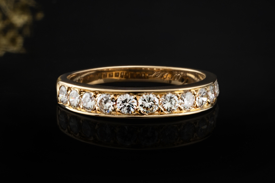 Cartier Vintage Allianz Ring mit Diamanten Halbmemoire in 750er Gelbgold 