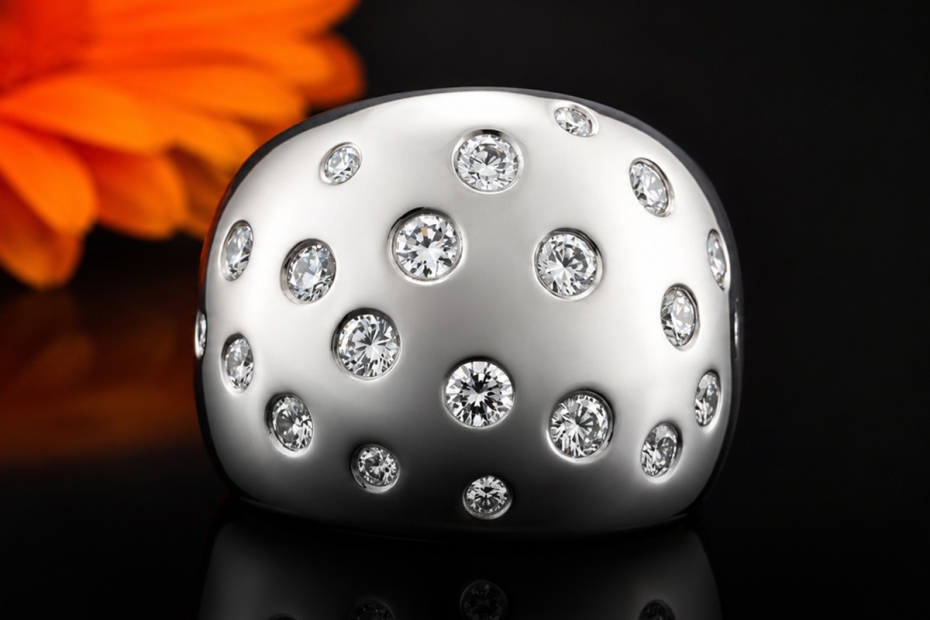 Massiver Ring Sternenhimmel Design aus Diamanten in Weißgold 750 Massiv 