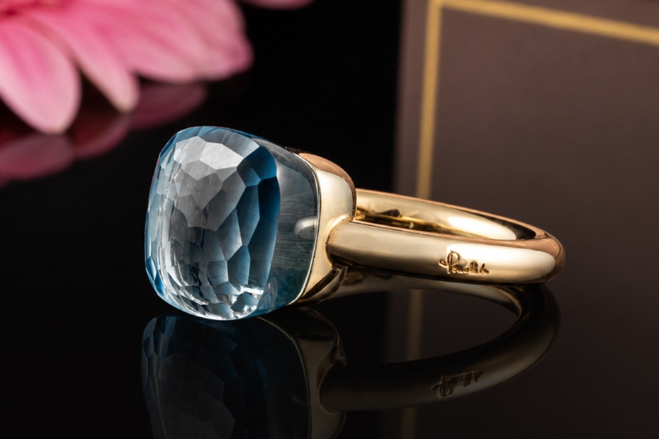 Pomellato Nudo Ring Classic Himmelblauer Topas in Rosegold 750 Full Set 