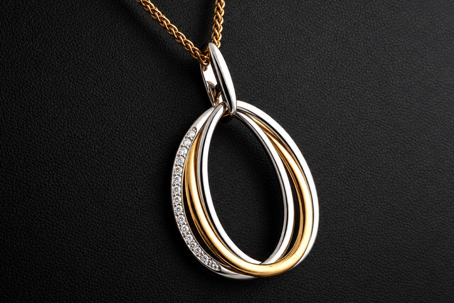 Baume & Mercier Collier 80 cm Diamant Anhänger in 750er Gold dreifarbig 