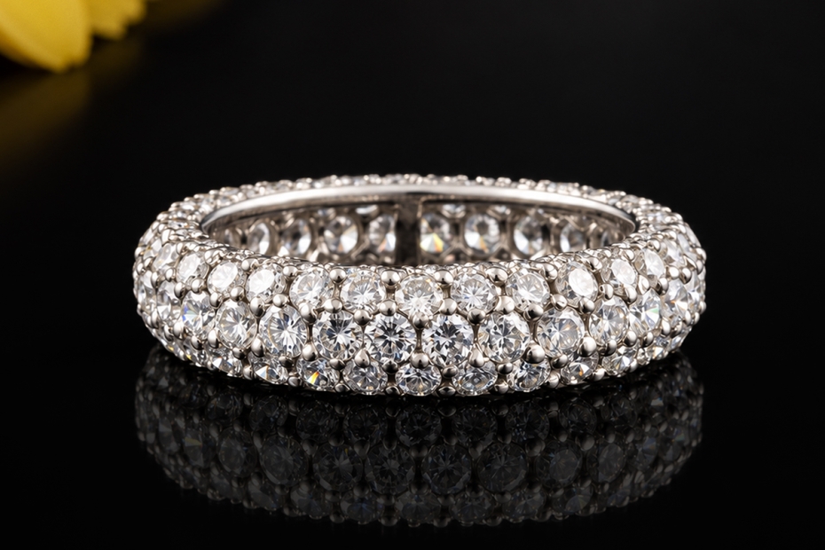 Exklusiver Memoire Ring Diamanten rundum 950er Platin Goldschmiedearbeit 