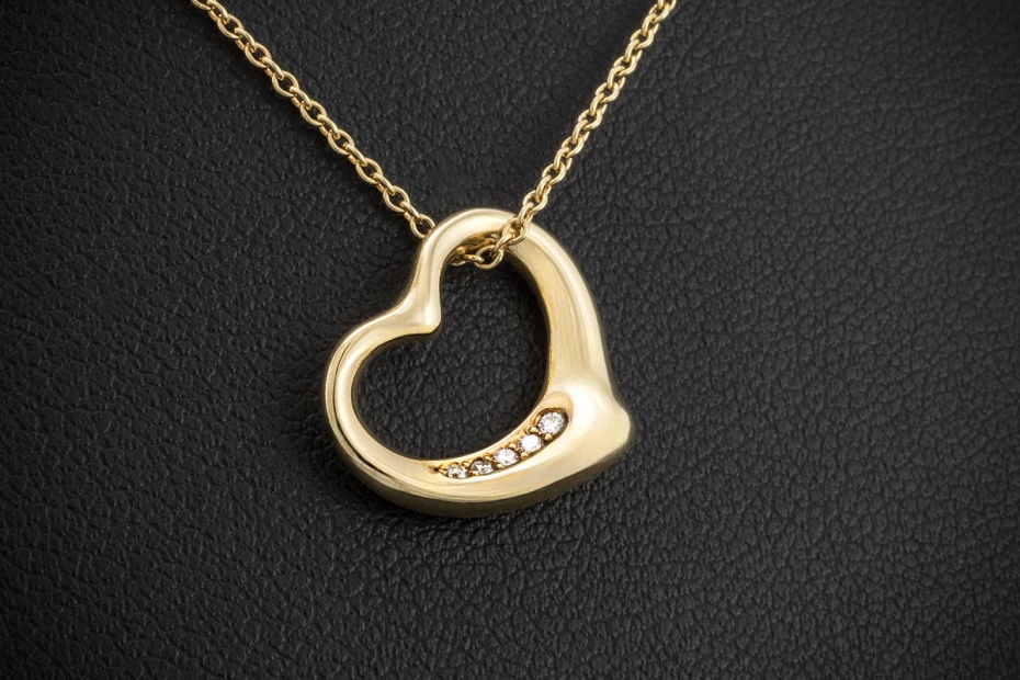 Tiffany Collier Kette Open Heart Elsa Peretti Herz 5 Diamanten Gold 750 