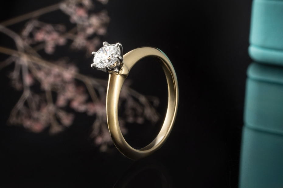 Tiffany & Co Solitär Ring Setting mit Diamant 0,39 Ct in Gelbgold Platin 