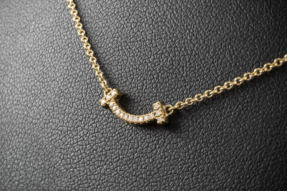 Tiffany & Co. T Smile Kette in 750er Gelbgold Collier mit Diamanten OVP 