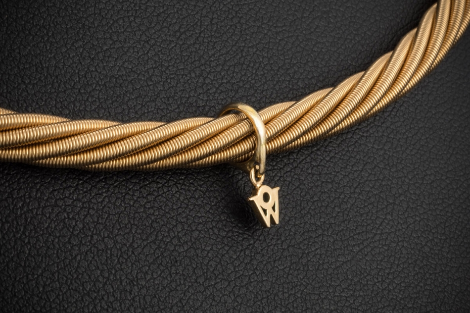Wellendorff Collier Kette Prinzesse Seidenkordel 45 cm Gelbgold Full Set 