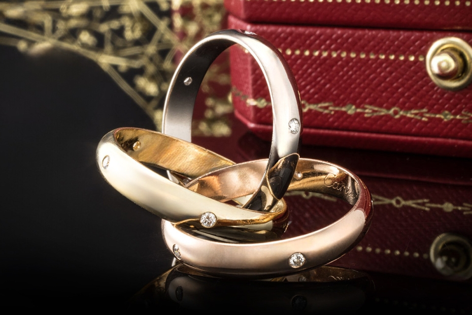 Cartier Trinity Ring Klassisch mit 15 Diamanten Gold 750 Gr. 53 Full Set 