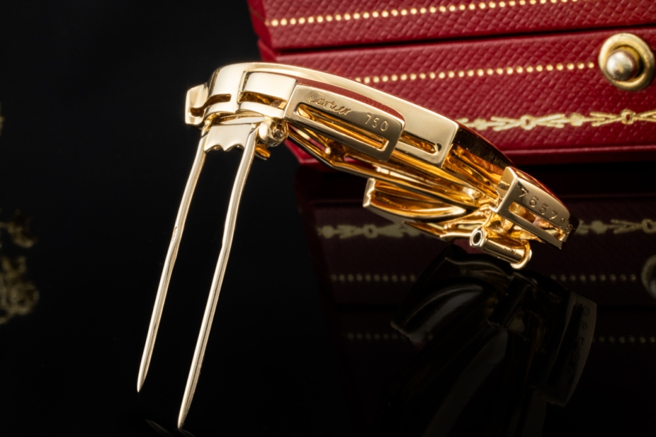 Cartier Brosche Pénélope Doppel C Vintage Nadel in 750er Gelbgold OVP 