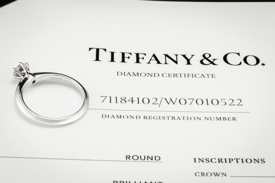 Tiffany & Co Solitär Ring Setting mit Diamant 0,31 Ct in Platin Full Set 