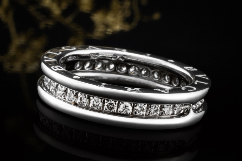 BVLGARI B.zero1 1-Band Memoire Ring Diamanten in 750er Weißgold Größe 54 