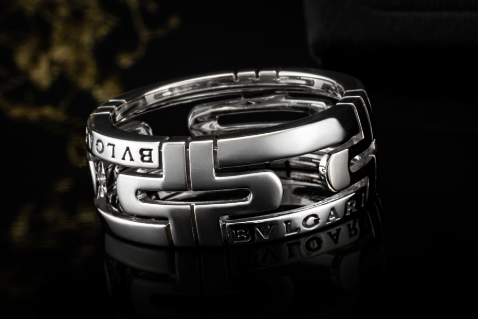 BVLGARI Parentesi Ring Offenes Design in 750er Weißgold OVP Größe 55 