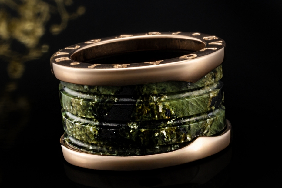 BVLGARI B.zero1 Ring 4-Band Marmor Grün Naturstein 750er Roségold Gr. 50 