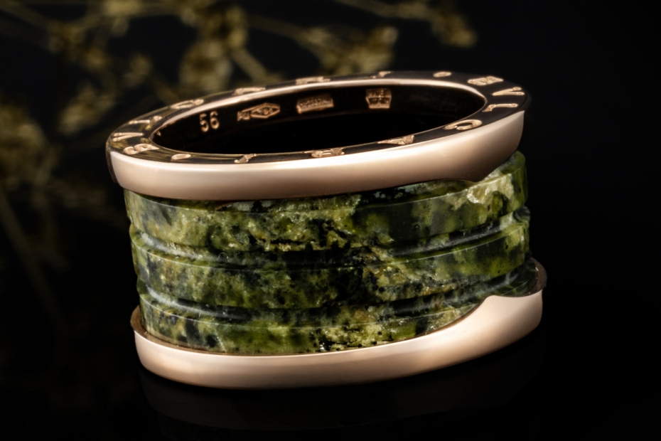BVLGARI B.zero1 Ring 4-Band Marmor Grün Naturstein 750er Roségold Gr. 56 