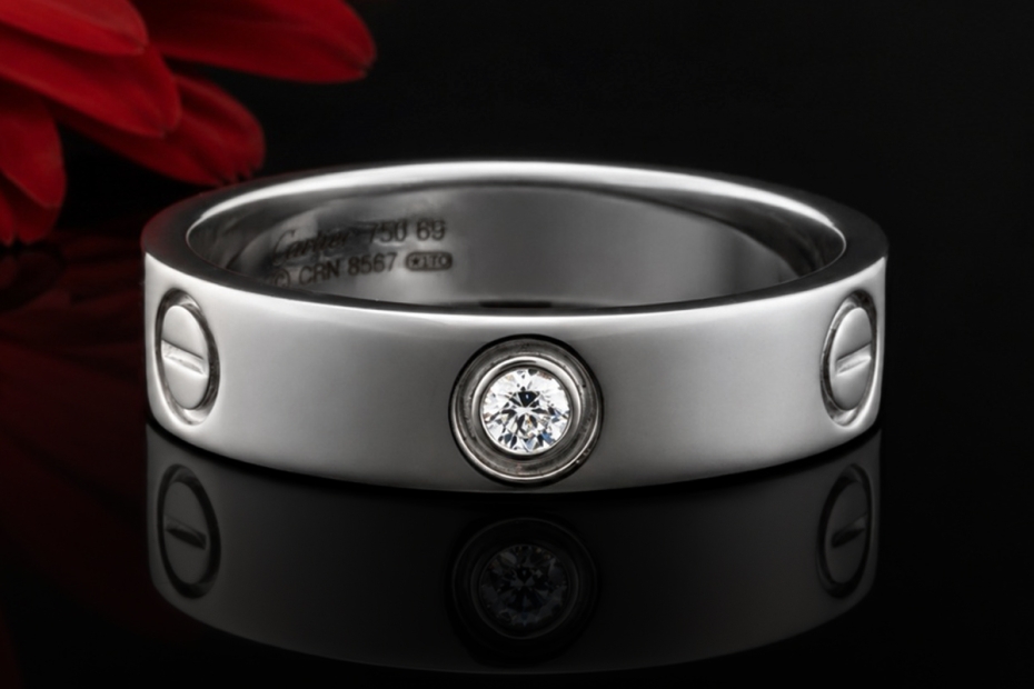Cartier Love Ring Solitär Ring mit 1 Diamant Brillant 69 in Weißgold 750 