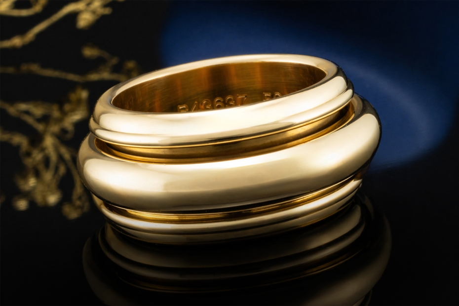 Piaget Ring Possession Drehring XL 1990 Gr. 53 Gelbgold 750 Full Set 