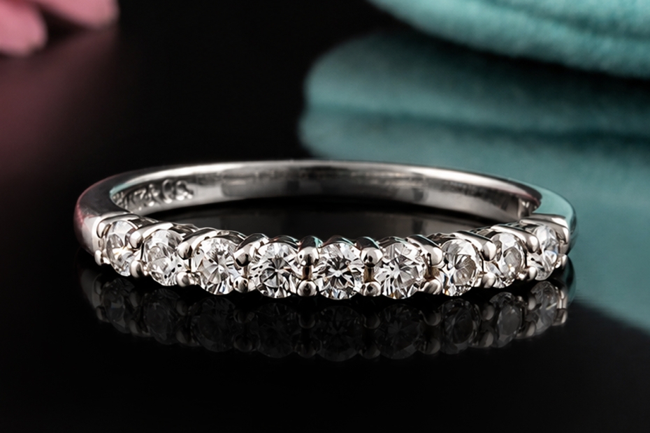 Tiffany & Co Forever Halbmemoire Ring mit 9 Diamanten in 950er Platin 51 