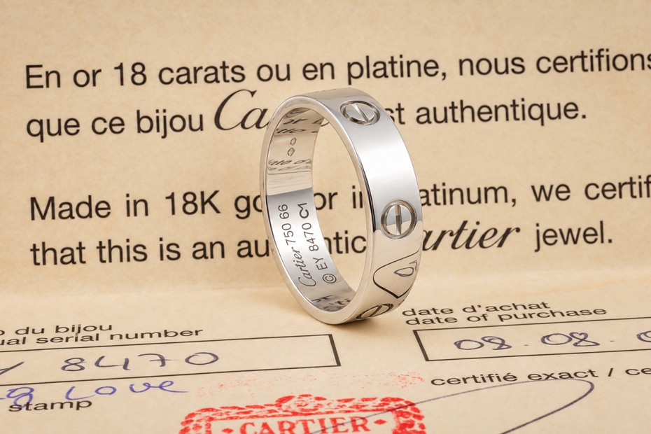 Cartier Love Ring Klassisches Modell in Weißgold 750 Größe 66 Zertifikat 