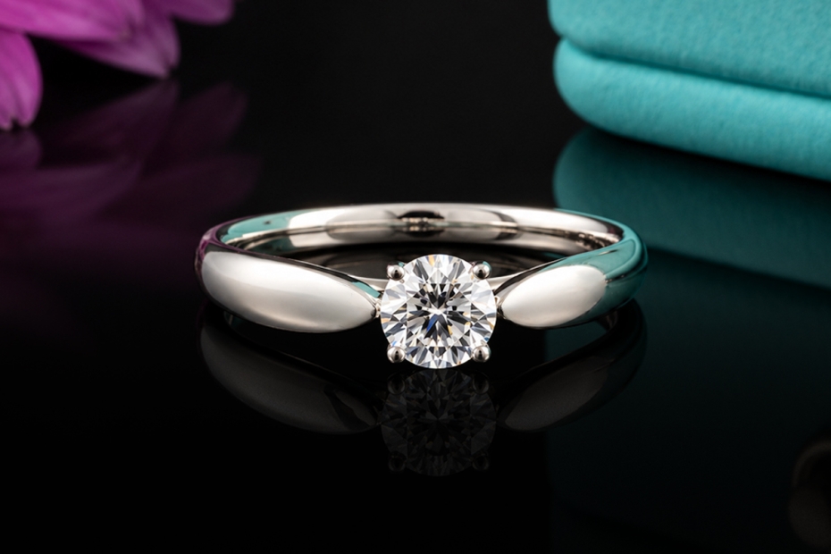 Tiffany & Co. Harmony Solitär Ring mit Diamant 0,37 Ct. 950er Platin OVP 