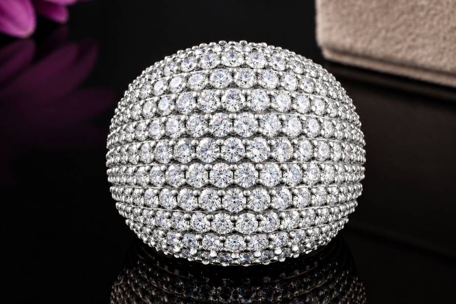 Hollfelder Prachtvoller Cocktailring mit 5 Ct. Diamanten in Weißgold 750 