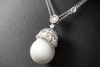 Collier Kette mit Anhänger Südsee Perle und Diamant Rosen 750er Weißgold 