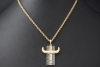 Jazychic Stier Sternzeichen Anhänger Blaue Saphire Diamanten in Gelbgold 