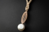 Südsee Perlen Collier mit Diamanten an Kordel in 750er Roségold Weißgold 