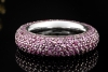Memoire Ring mit Pavé Amethyst rundum massiv in 750er Weißgold Größe 56 