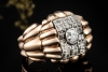 Antiker Ring im Vintage Design mit Diamanten im Altschliff in Roségold 