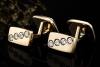Sanders Manschettenknöpfe Aquamarin Citrin und Diamanten in Gelbgold 750 