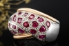 Mystischer Ring Rubin und Diamanten 750er Weißgold mit Roségold Akzenten 