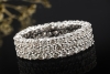 Memoire Ring Bandring mit 3 Reihen Diamanten in 750er Weißgold Größe 55 