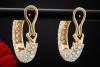 Luxuriöse Creolen Ohrstecker mit Clips und Diamanten in 750er Gelbgold 
