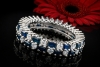 Kreativer Memoire Ring mit Diamanten und Saphiren Weiß Blau in Weißgold 