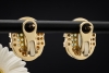 Vintage Opal Ohrringe Ohrclips mit Stecker Oval mit Diamanten Gelbgold 