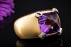 Dior Cocktailring mit Amethyst und Diamanten Massiv in 750er Gelbgold 