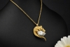 Anhänger Brosche Krokodil Barockperle und Diamanten Gelbgold Handarbeit 