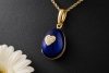 Fabergé Anhänger Gold Ei-Medaillon Herz Versteck Diamanten Emaille Blau 