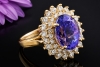 Entouragering Amethyst Cocktailring mit Diamanten in Gelbgold Handarbeit 