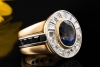 Prunkvoller Ring mit Saphir und Diamanten Massive 750er Gold Handarbeit 