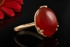 Großer runder Karneol Ring Rot mit Diamanten in Gelbgold 750 Handarbeit 