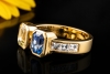 Toi et Moi Ring 2 Saphire Blau und Gelb mit Diamanten in 750er Gelbgold 
