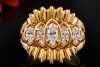 Vintage Ring 5 Navette-Diamanten & Finger-Mate-Mechanismus in 585er Gold 