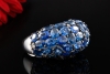 Cocktailring Bandring mit Saphir Mosaik und Diamanten in 750er Weißgold 