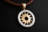 BVLGARI Tondo Sun Collier Kette Leder Braun Anhänger Sonne in 750er Gold 