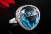 Hollfelder Exklusiver Blautopas Ring mit 104 Brillanten in Weißgold 750 