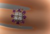 Wunderschöner Weißgold Ring mit Brillanten und Rubin in 585er Gold 