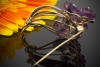 Brosche Nadel Goldschmiedearbeit mit beweglichen Amethyst Blumen in 585er Gold 