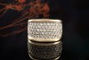 Breiter Ring mit reichlich Diamanten in Gelbgold 585 Goldschmiedearbeit 