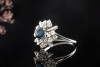 Royaler Weißgold Saphir Ring Top Diamanten Brillant- und Trapez Schliff 